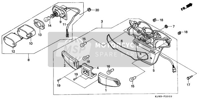 Honda CH125 1994 Luz de la cola (4) para un 1994 Honda CH125